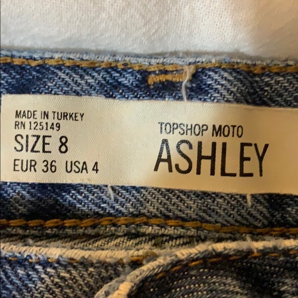 TopShop High Waisted Denim Shorts - Picture 2 of 3